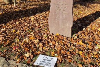 Martekova intervencija v Škofji Loki: »Čitajte Srečka Kosovela«, 2025 <em>Foto: Fotoarhiv Darka Simičića</em>