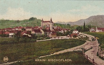 Pogled na Škofjo Loko, začetek 20. stoletja, razglednica. 
