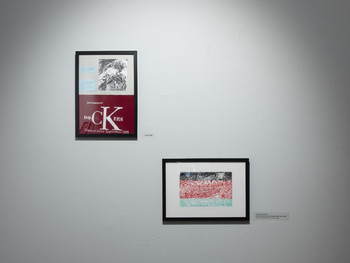 Borga Kantürk, Fowler, 2009 (left), Flag for Palestine (Celtic FC Fans Protest), 2024 (right) <em>Photo: Lucija Rosc</em>