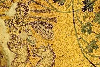 Kristus kot Nepremagljivo Sonce, mozaik, 3. stoletje, Vatikan. <em>Foto: Wikimedia Commons</em>