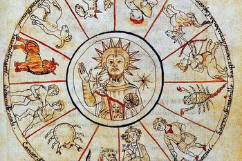 Kristus Helios v zodiaku, v: Aulus Cornelius Celsus, De Re Medica, 11. Stoletje, MS Latin 7028 fol-154, BNF Paris