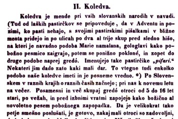 Zapisa koledovanja iz Železnikov v Šolskem prijatelju leta 1854.
