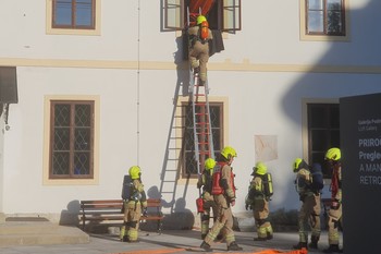 Požarna vaja na Loškem gradu