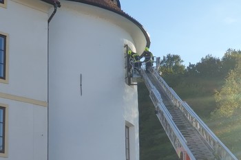 Požarna vaja na Loškem gradu