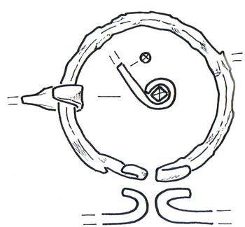 Obročasta fibula z zvitimi konci s Puštala nad Trnjem, 3.–4. stoletje