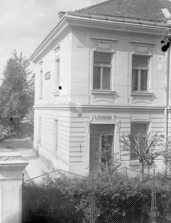 Burdychova vila z lekarno v Kapucinskem predmestju. Hrani Loški muzej Škofja Loka.