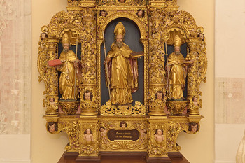 Baročni oltar sv. Miklavža (1660). Hrani Loški muzej Škofja Loka. <em>Foto: Janez Pelko</em>