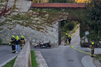 Požarna vaja na Loškem gradu
