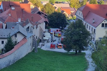 Požarna vaja na Loškem gradu