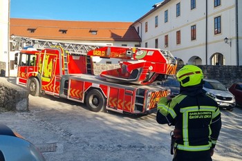 Požarna vaja na Loškem gradu