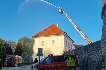 Požarna vaja na Loškem gradu