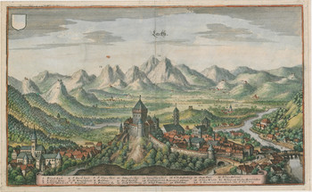 Merianova upodobitev Škofje Loke, 1649. <em>Foto: Wikimedia Commons</em>