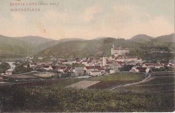 Škofja Loka na začetku 20. stoletja. Hrani Loški muzej Škofja Loka.