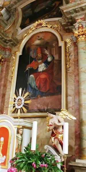 Slika sv. Klemena z glavnega oltarja, delavnica Štefana Šubica, sredina 19. stoletja