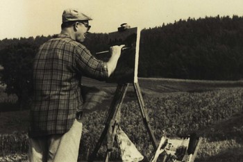 France Mihelič v Žirovem selu, 1964. ©Alenka Puhar