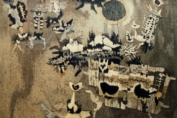 France Mihelič, Kurent in Dafne (tapiserija), 70. leta prejšnjega stoletja, stopnišče Kašče v Škofji Loki