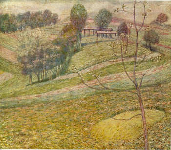 Ivan Grohar: Pomlad, 1903, olje na platno. Hrani Narodna galerija Ljubljana. <em>Foto: Fototeka Loškega muzeja</em>