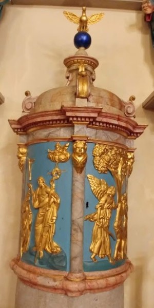 Krstilnik, 1604, marmor, les, pozlata