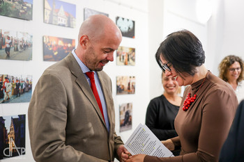 Odprtje razstave Srečanja (Meetings) v Táboru na Češkem <em>Foto: David Peltan</em>