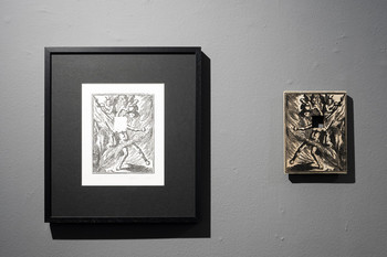 Gluttony (Gula), woodcut and matrix, 2020 <em>Photo: Lucija Rosc</em>