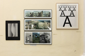 From left to right: Nejč Slapar, France Pibernik, Poem, 1976, Dubravka Đurić, Poetic Performance (1, 2, 3), 1983, Josip Stošić, On the Left Side of A: The Initial from the Infinite Graphic, 1969.