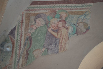 Pasijonski cikel, freska, sredina 14. stoletja, cerkev Marijinega oznanjenja v Crngrobu. <em>Foto: Jana Jocif</em>