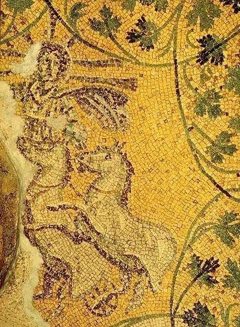 Kristus kot Nepremagljivo Sonce, mozaik, 3. stoletje, Vatikan. <em>Foto: Christus Sol Invictus, Wikimedia Commons</em>