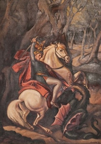 France Košir, Sveti Jurij, olje / platno, 1935, Loški muzej Škofja Loka