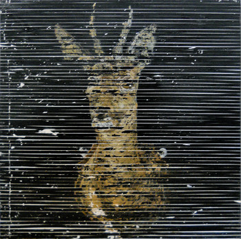 Mito Gegič, Untitled, 2011, akril, vinil, selotejp na platno. <em>Foto: Fototeka Loškega muzeja</em>
