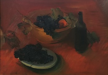 France Pavlovec: Tihožitje z grozdjem, 1935, olje na platno, Loški muzej Škofja Loka. <em>Foto: Fototeka Loškega muzeja</em>