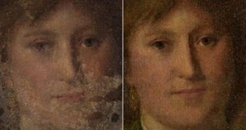 Detajl obraza pred zaključenimi postopki in po njih. 