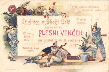 An invitation to a dancing event hosted by the Škofja Loka Reading Society, 1902, Ljubljana Historical Archives – Škofja Loka Unit