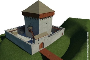 Reconstruction of the Tower on Krancelj Hill as It May Have Appeared in the Mid-Fifteenth Century. Digital reconstruction by Tomaž Križnar.